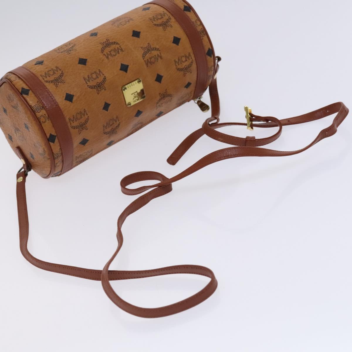 MCM Vicetos Logogram Shoulder Bag PVC Leather Brown Gold Auth bs23854