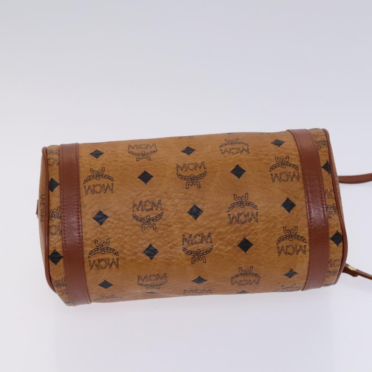 MCM Vicetos Logogram Shoulder Bag PVC Leather Brown Gold Auth bs23854