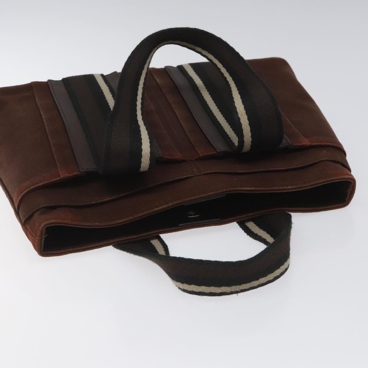 HERMES Toroca Horizontal PM Hand Bag Canvas Brown Auth bs23855