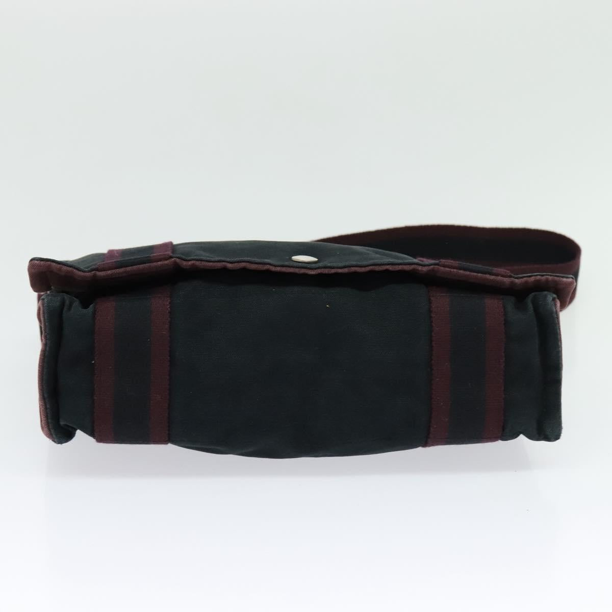 HERMES Fourre Tout Bassas PM Shoulder Bag Canvas Black Auth bs23858