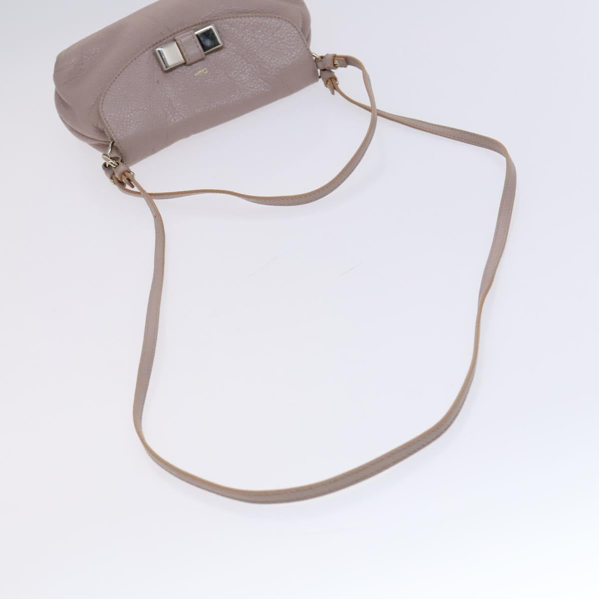 Chloe Lily Shoulder Bag Leather Beige Auth bs23861