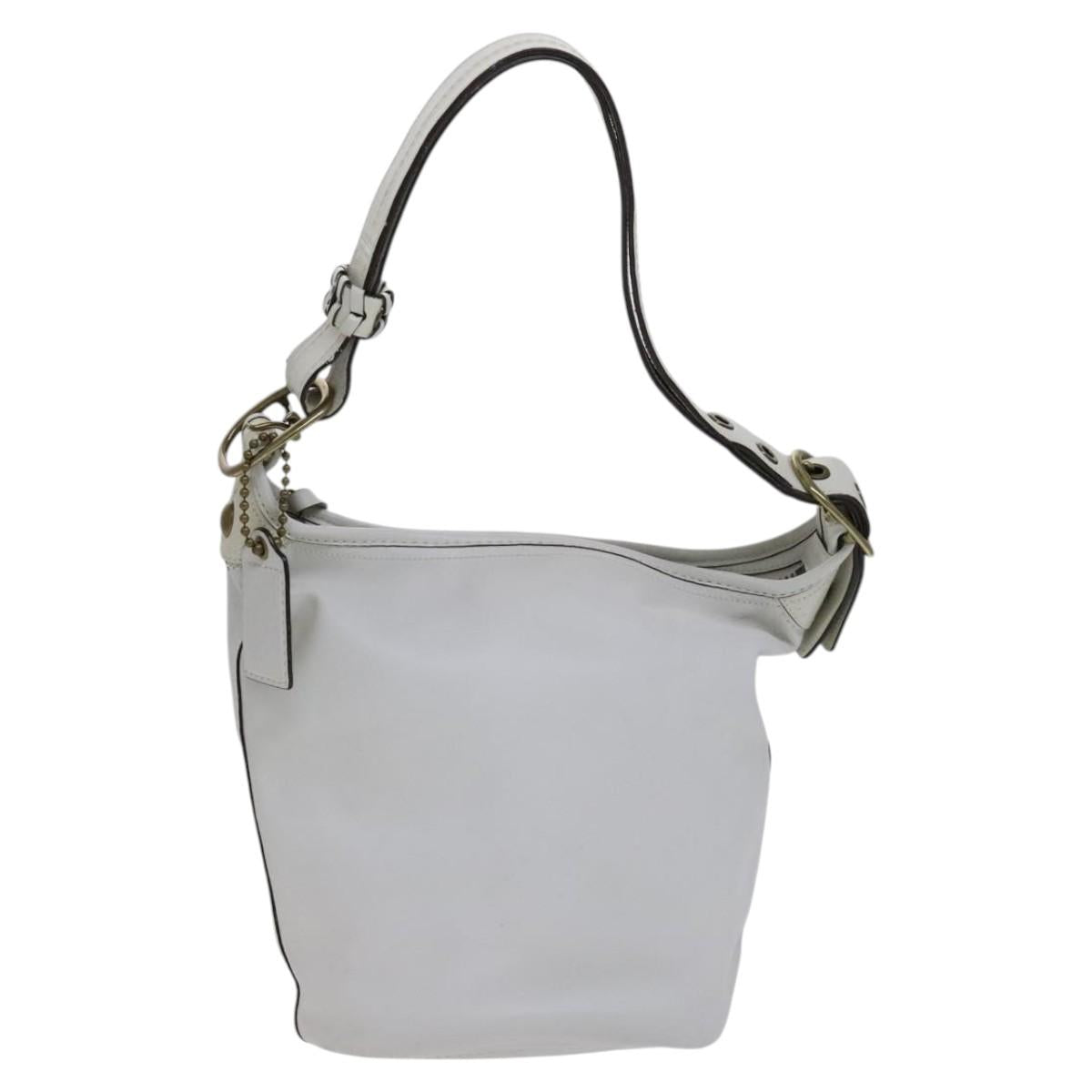 Coach Shoulder Bag Leather White Auth bs23865