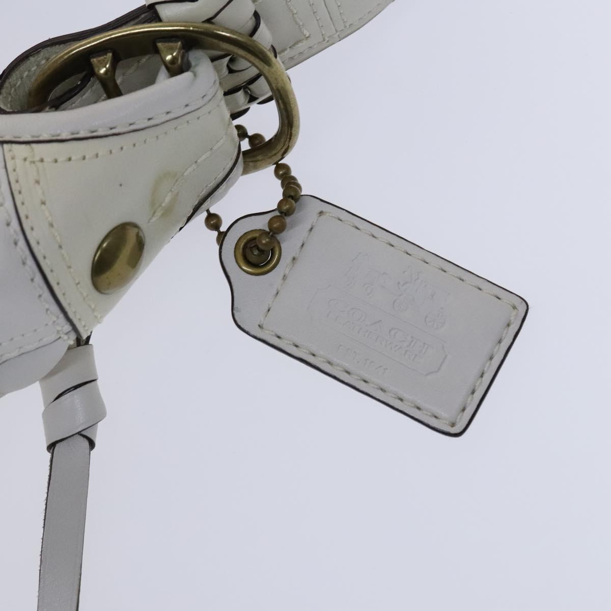 Coach Shoulder Bag Leather White Auth bs23865