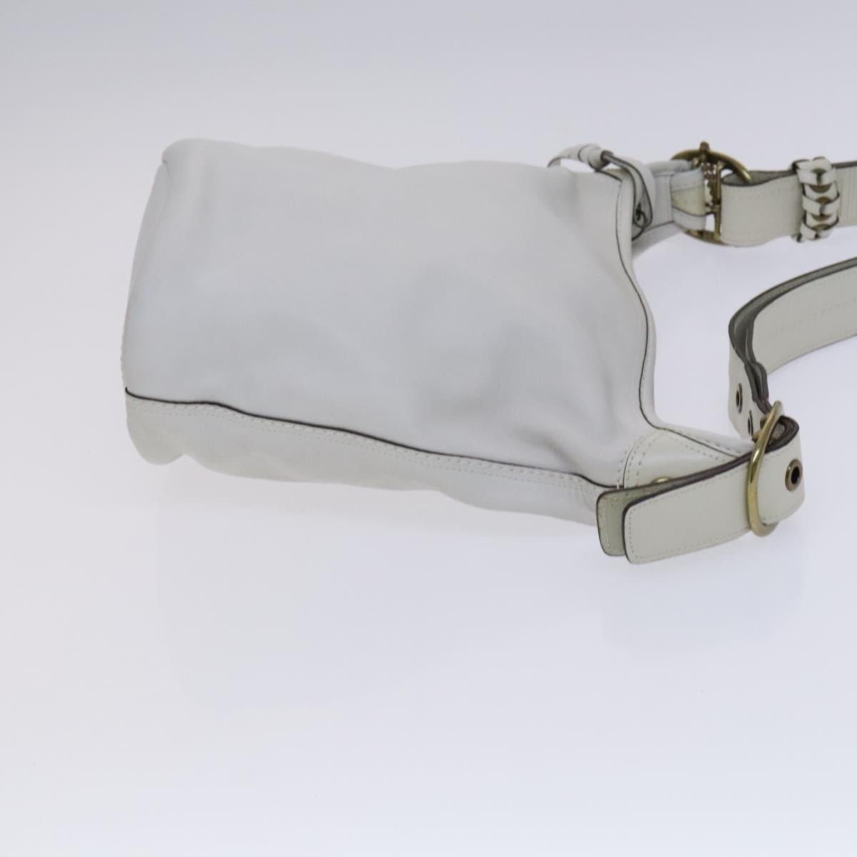 Coach Shoulder Bag Leather White Auth bs23865