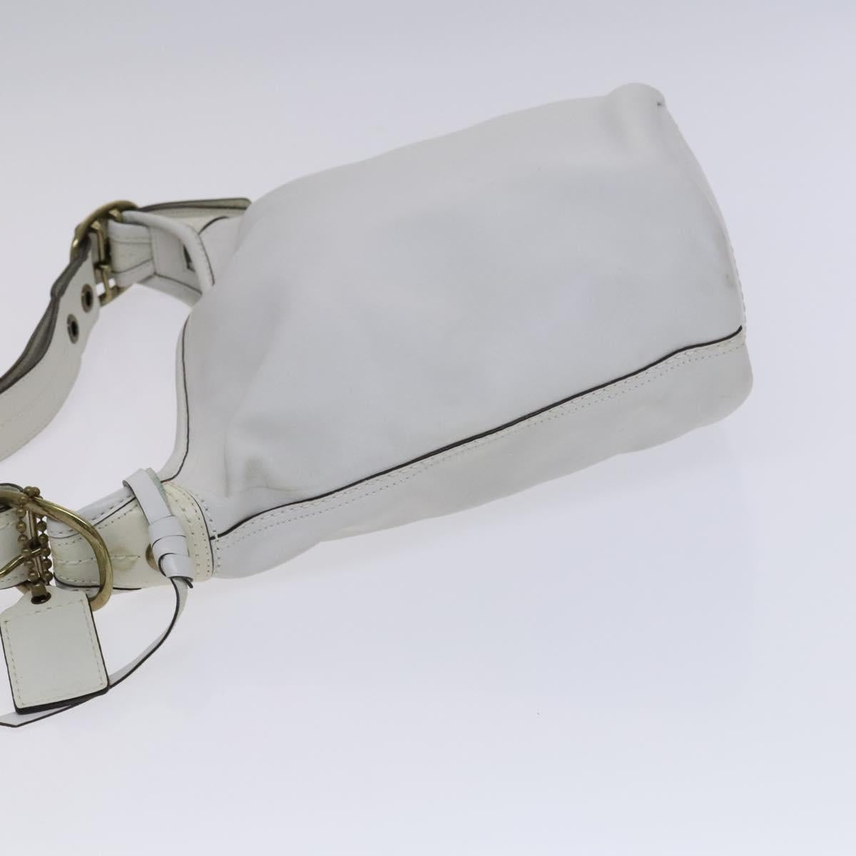 Coach Shoulder Bag Leather White Auth bs23865