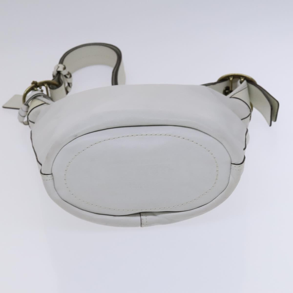 Coach Shoulder Bag Leather White Auth bs23865