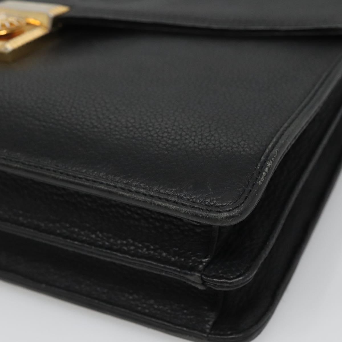 VERSACE Hand Bag Leather Black Auth bs23868