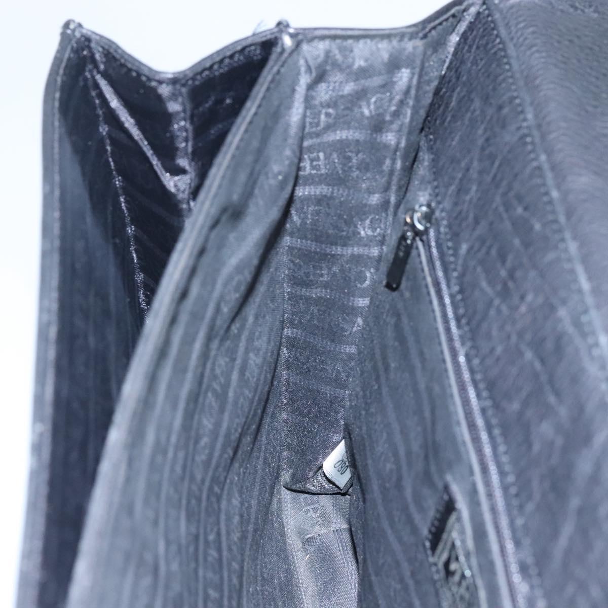 VERSACE Hand Bag Leather Black Auth bs23868