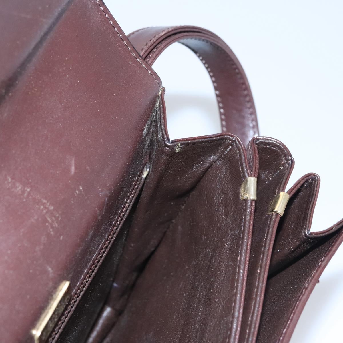 BALLY Shoulder Bag Leather Brown Gold Auth bs23873