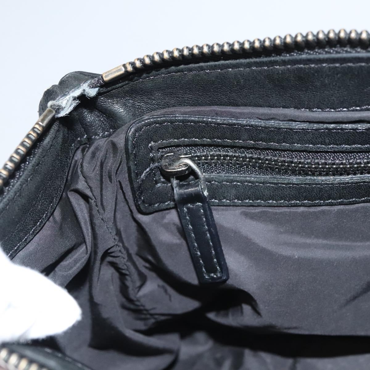 Jimmy Choo Shoulder Bag Nylon Leather Black Auth bs23874