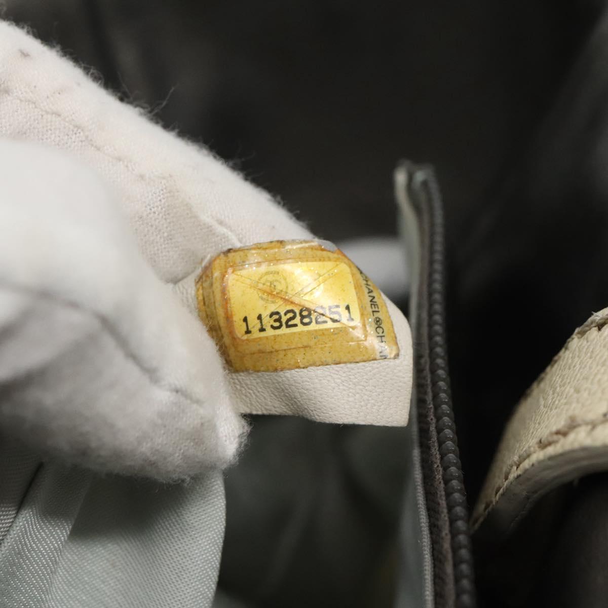 CHANEL Paris Biarritz PM Tote Bag Coated Canvas Silver CC Auth bs23887