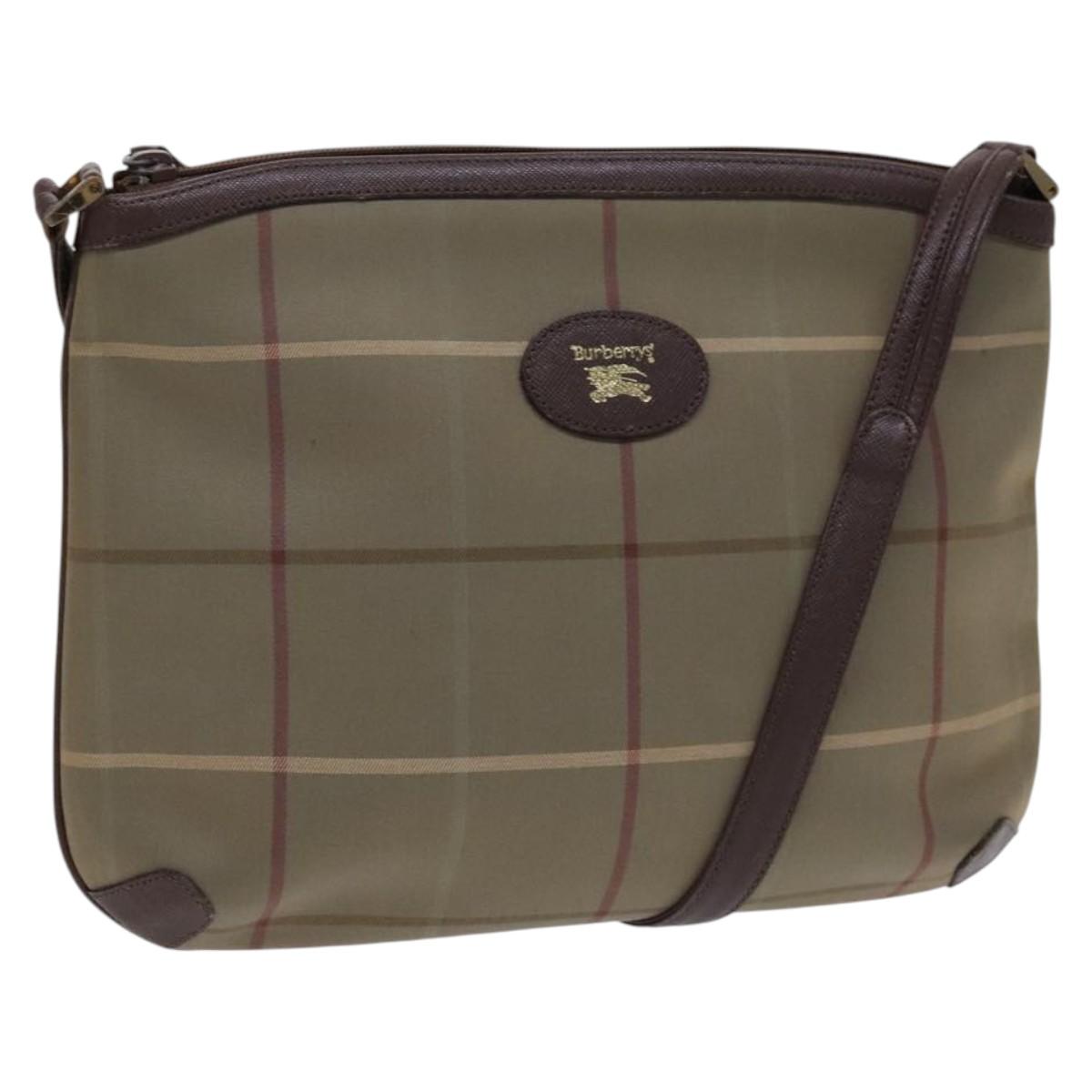 Burberrys Nova Check Shoulder Bag Canvas Beige Auth bs23892