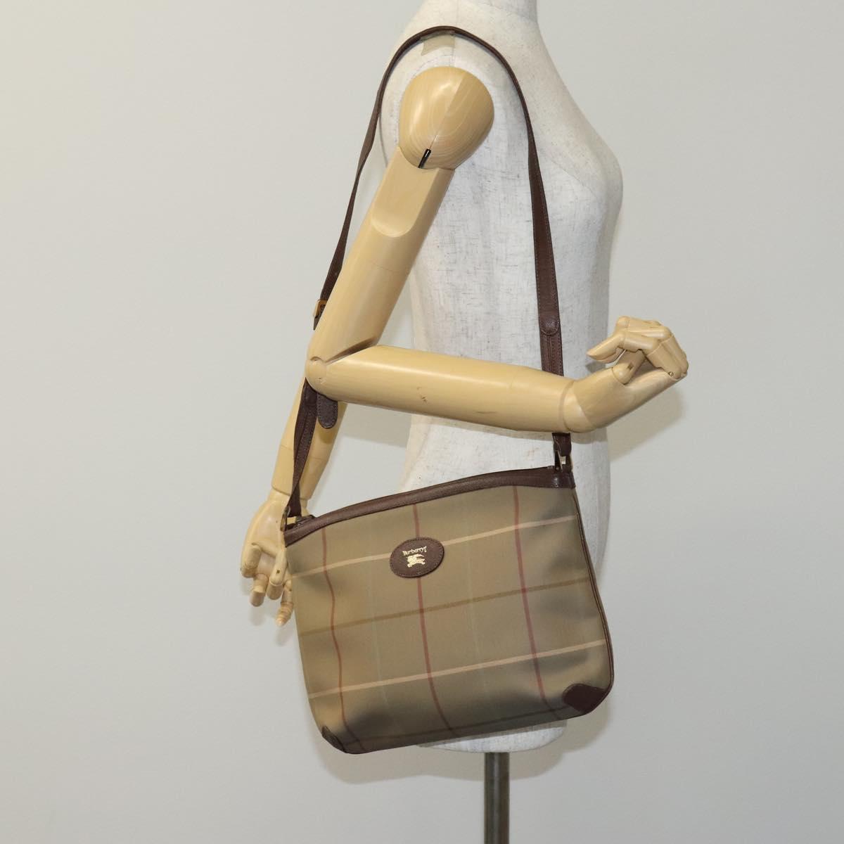 Burberrys Nova Check Shoulder Bag Canvas Beige Auth bs23892
