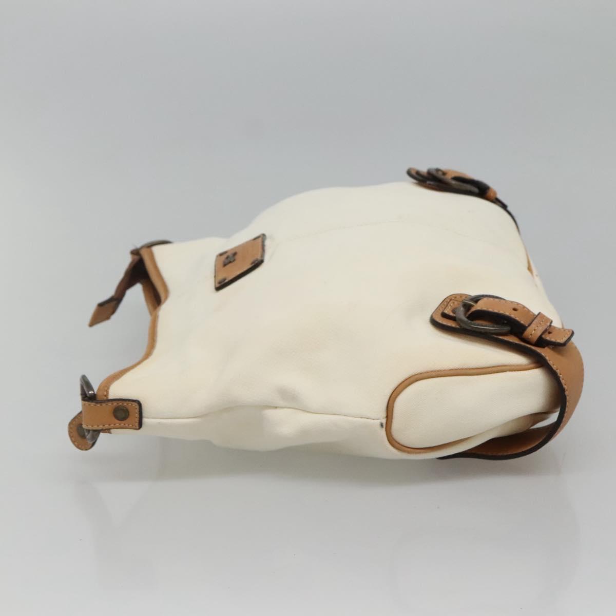 BURBERRY Blue Label Shoulder Bag Canvas White Auth bs23896