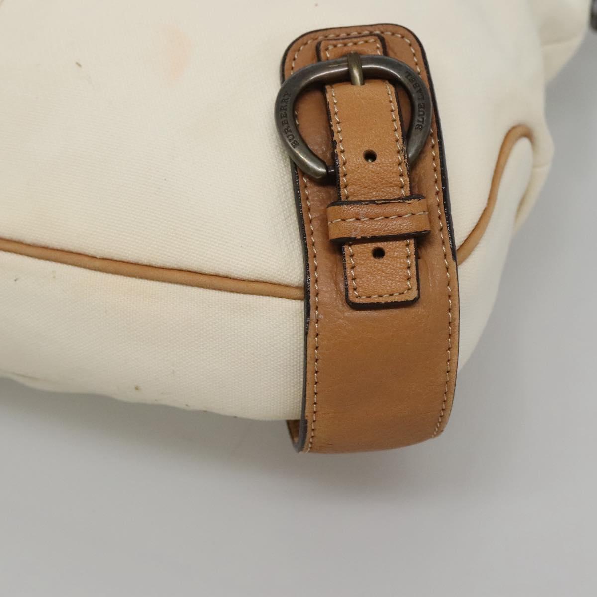 BURBERRY Blue Label Shoulder Bag Canvas White Auth bs23896