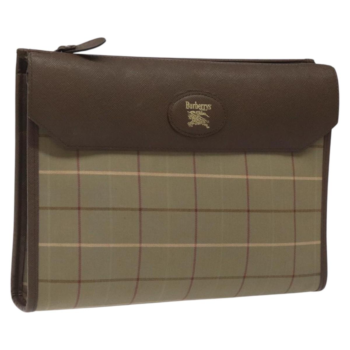 Burberrys Nova Check Clutch Bag Canvas Brown Auth bs23897
