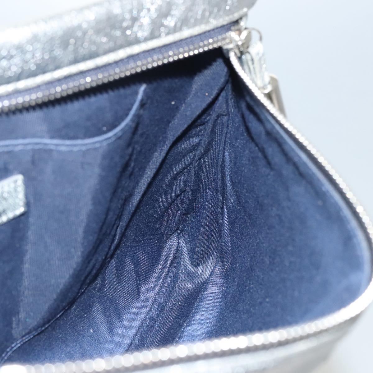 Jimmy Choo Clutch Bag Leather Silver Auth bs23914