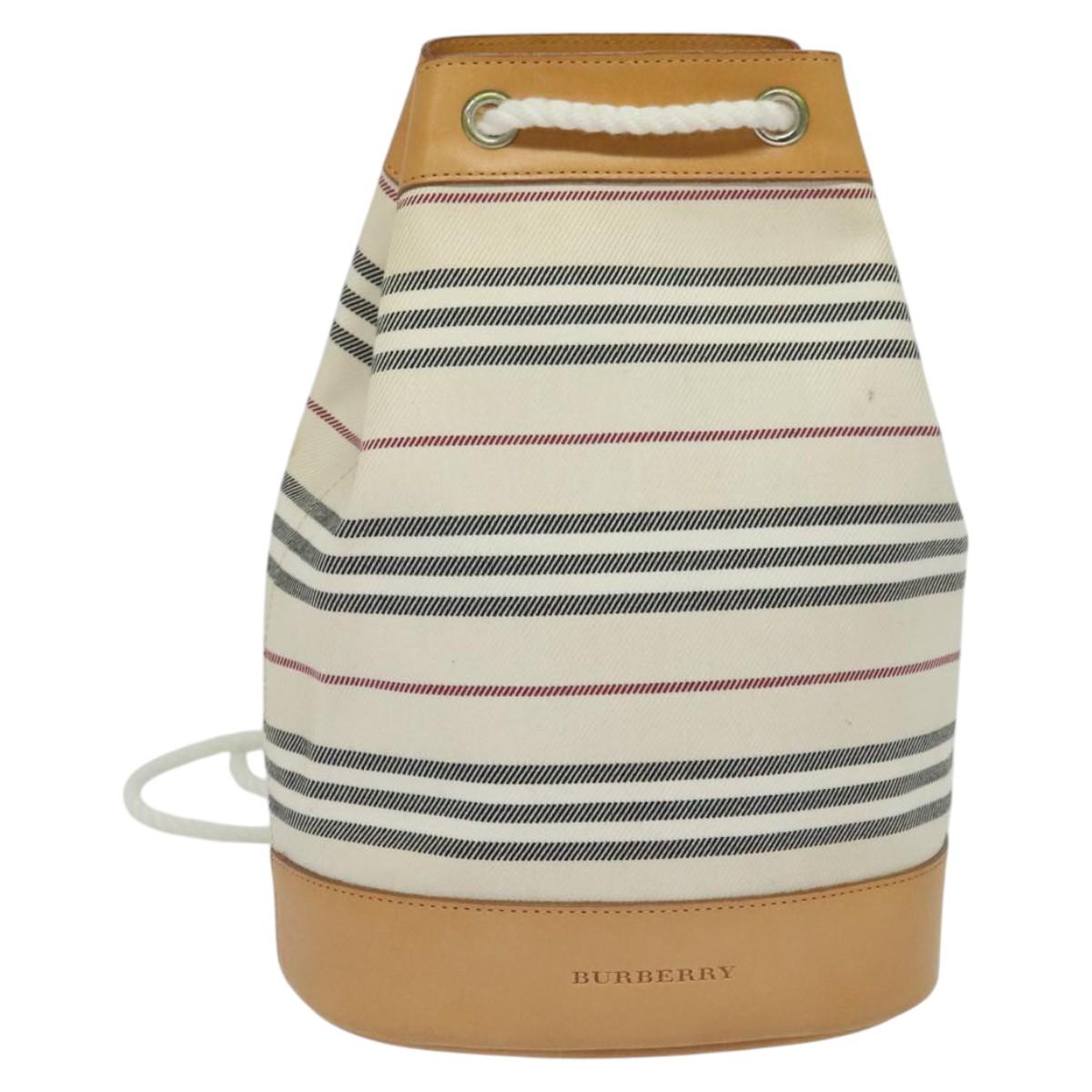 BURBERRY Shoulder Bag Canvas Leather White Auth bs23926