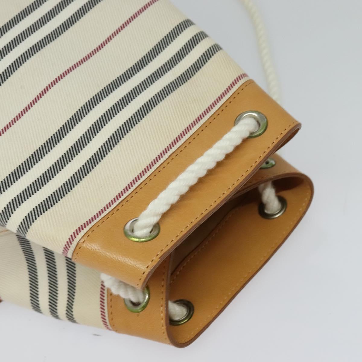 BURBERRY Shoulder Bag Canvas Leather White Auth bs23926