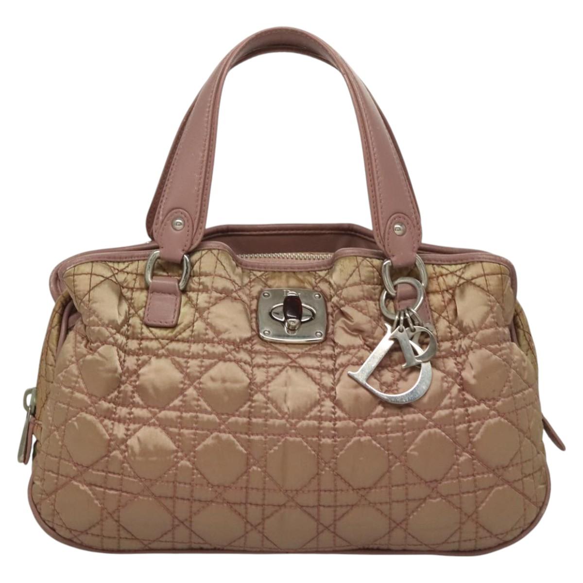 Christian Dior Canage Hand Bag Nylon Pink Auth bs23930