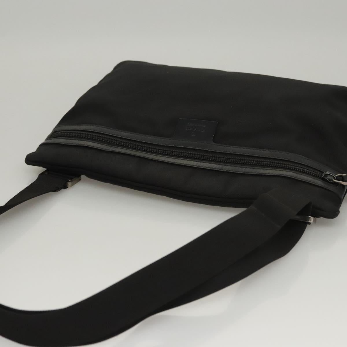 GUCCI Shoulder Bag Canvas Black Auth bs23933