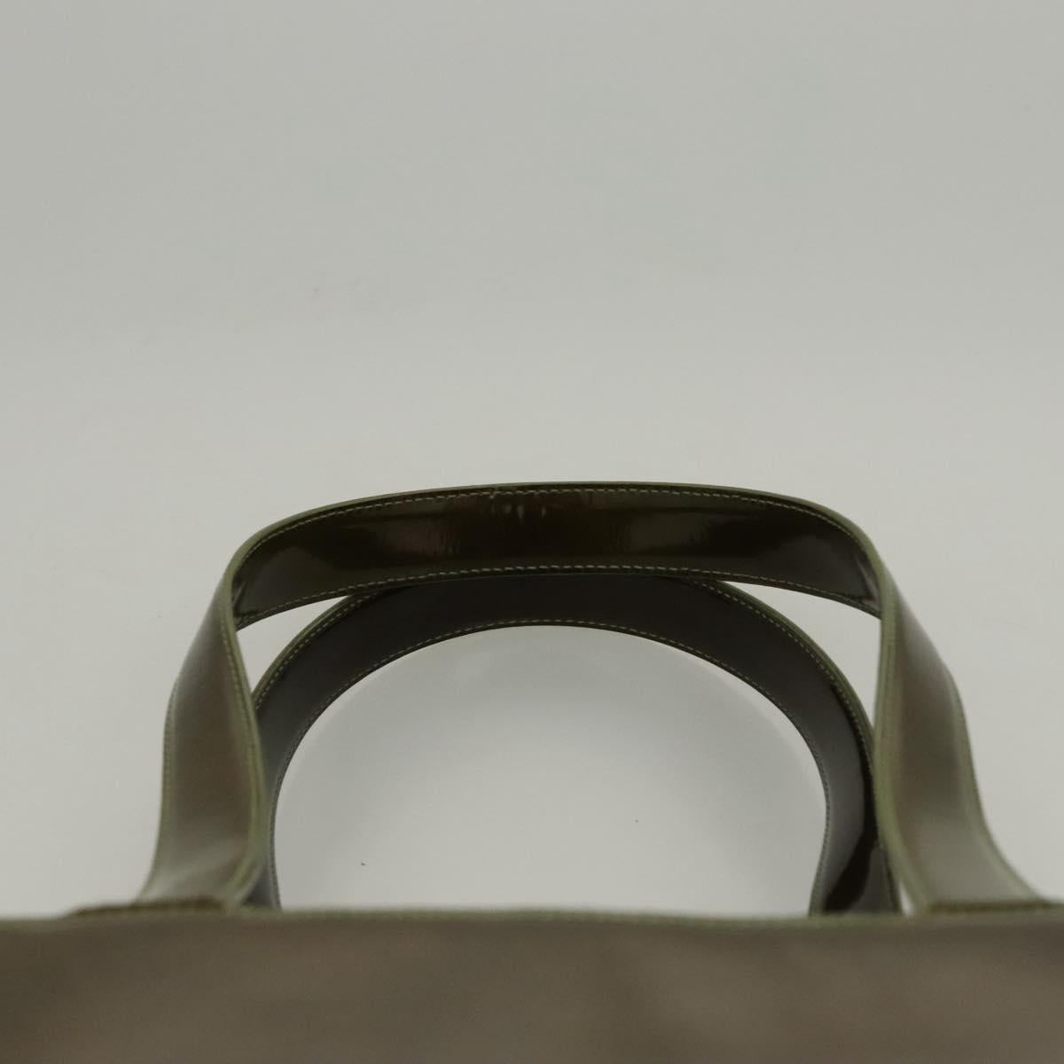 CHANEL Hand Bag Enamel Khaki CC Auth bs23971