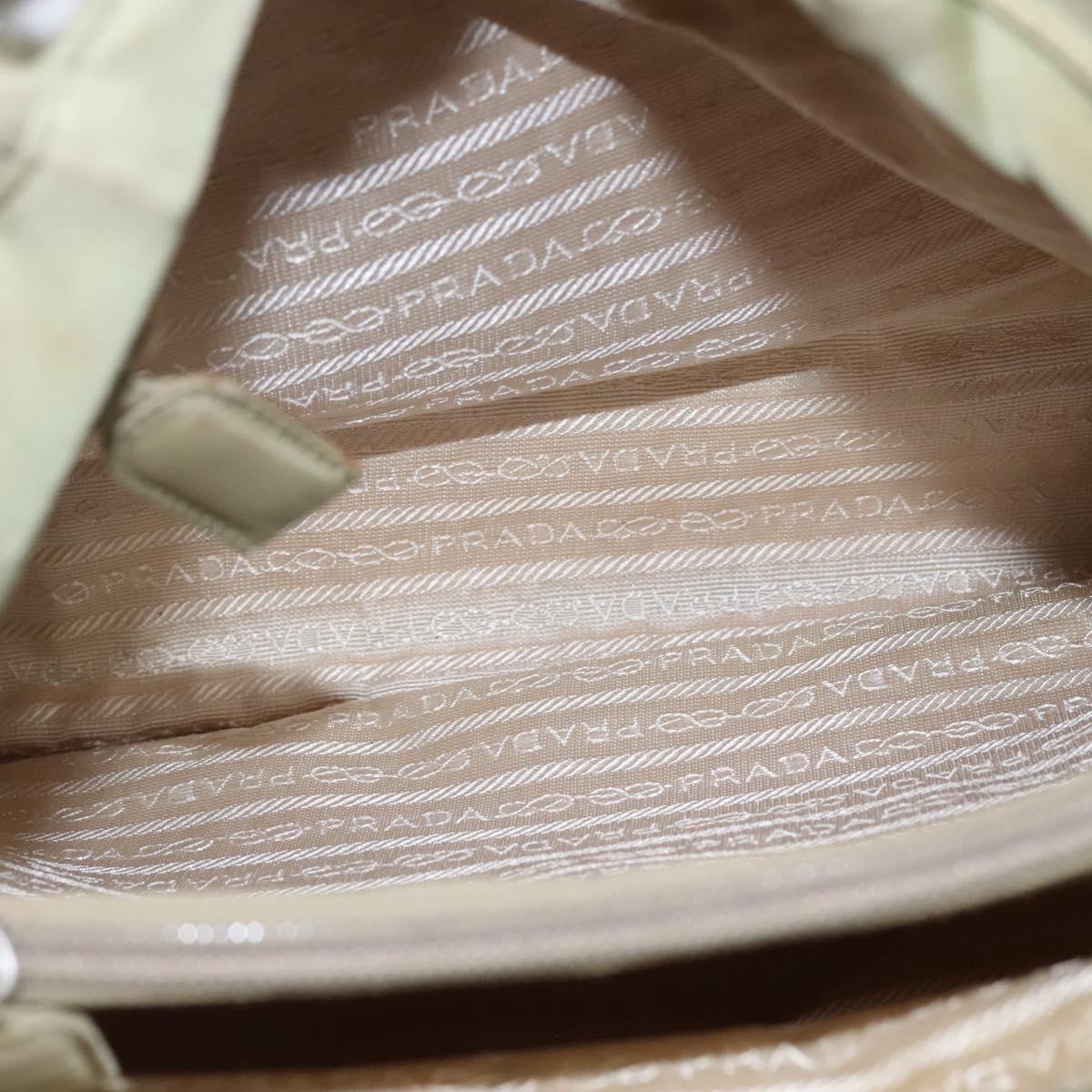 PRADA Hand Bag Nylon Beige Auth bs23980