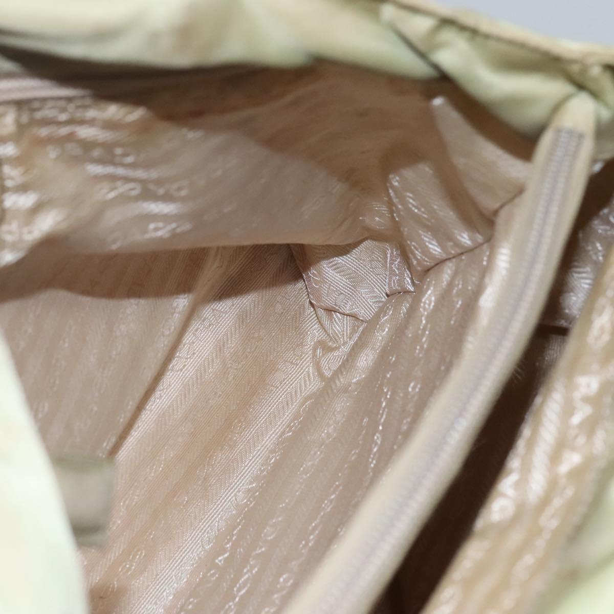 PRADA Hand Bag Nylon Beige Auth bs23980