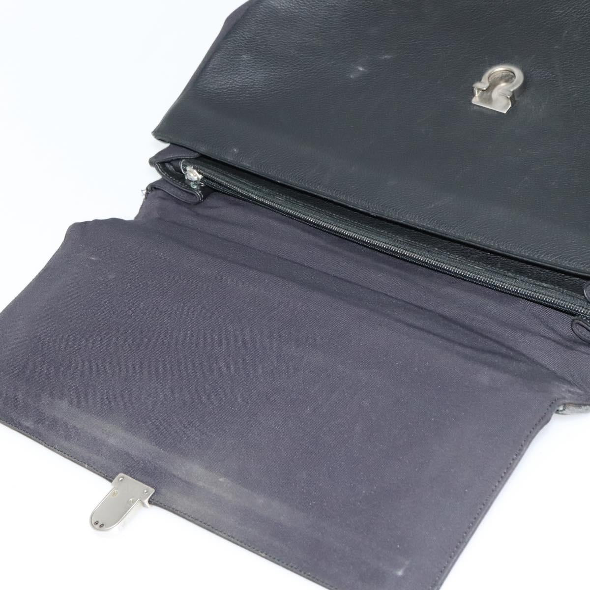 Salvatore Ferragamo Business Bag Leather Black Auth bs23984