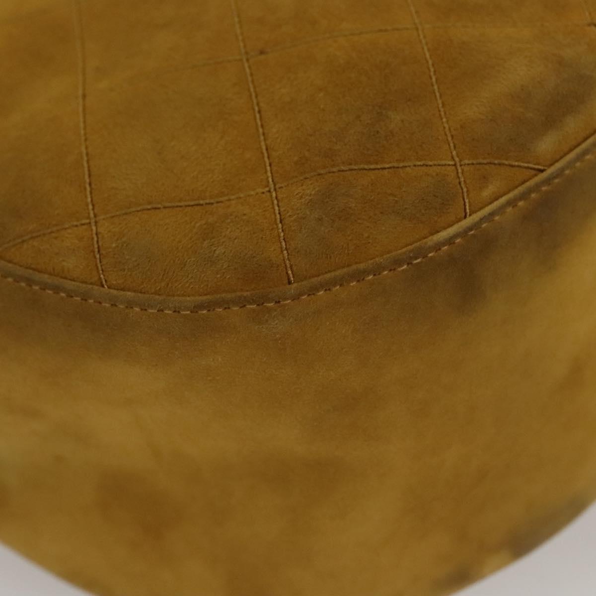 CHANEL Matelasse Hand Bag Suede Yellow CC Auth bs24019
