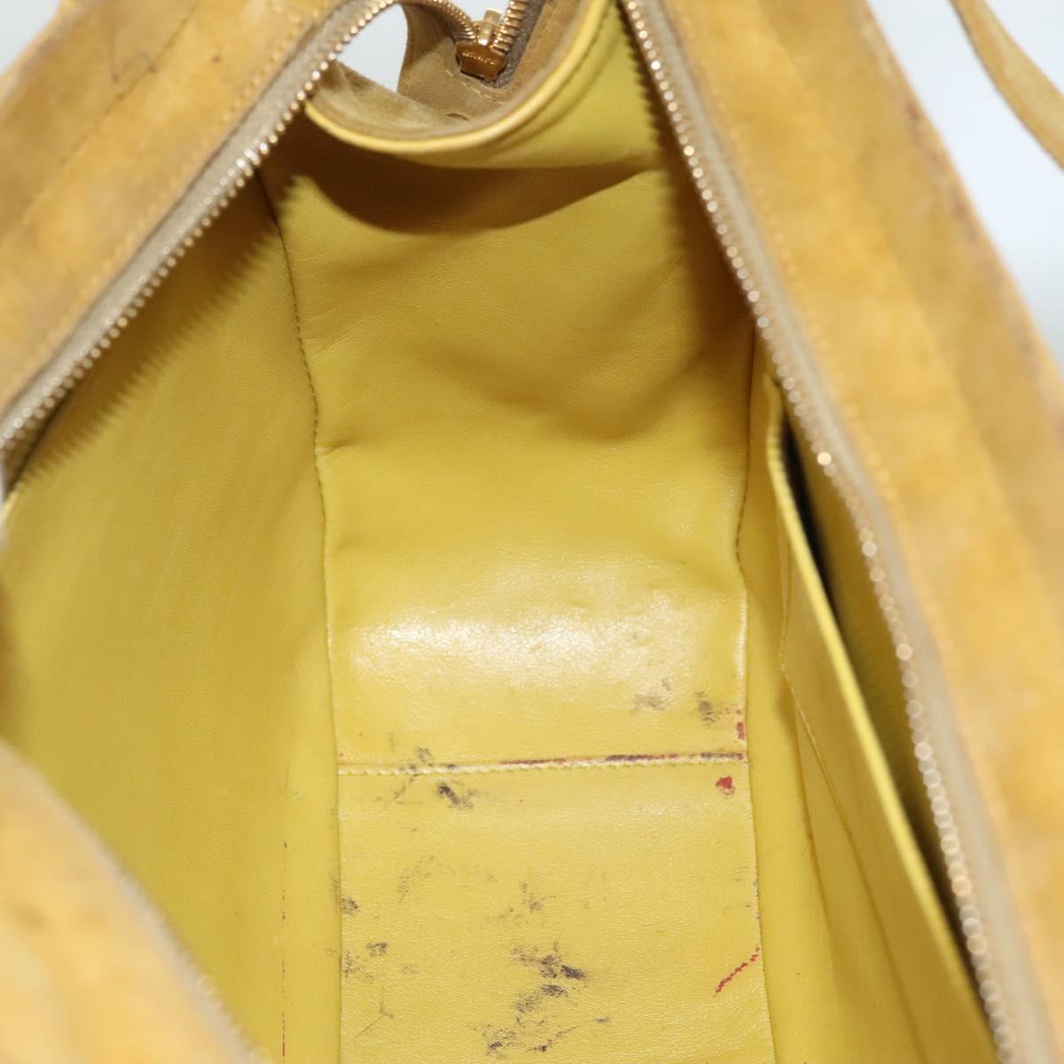 CHANEL Matelasse Hand Bag Suede Yellow CC Auth bs24019