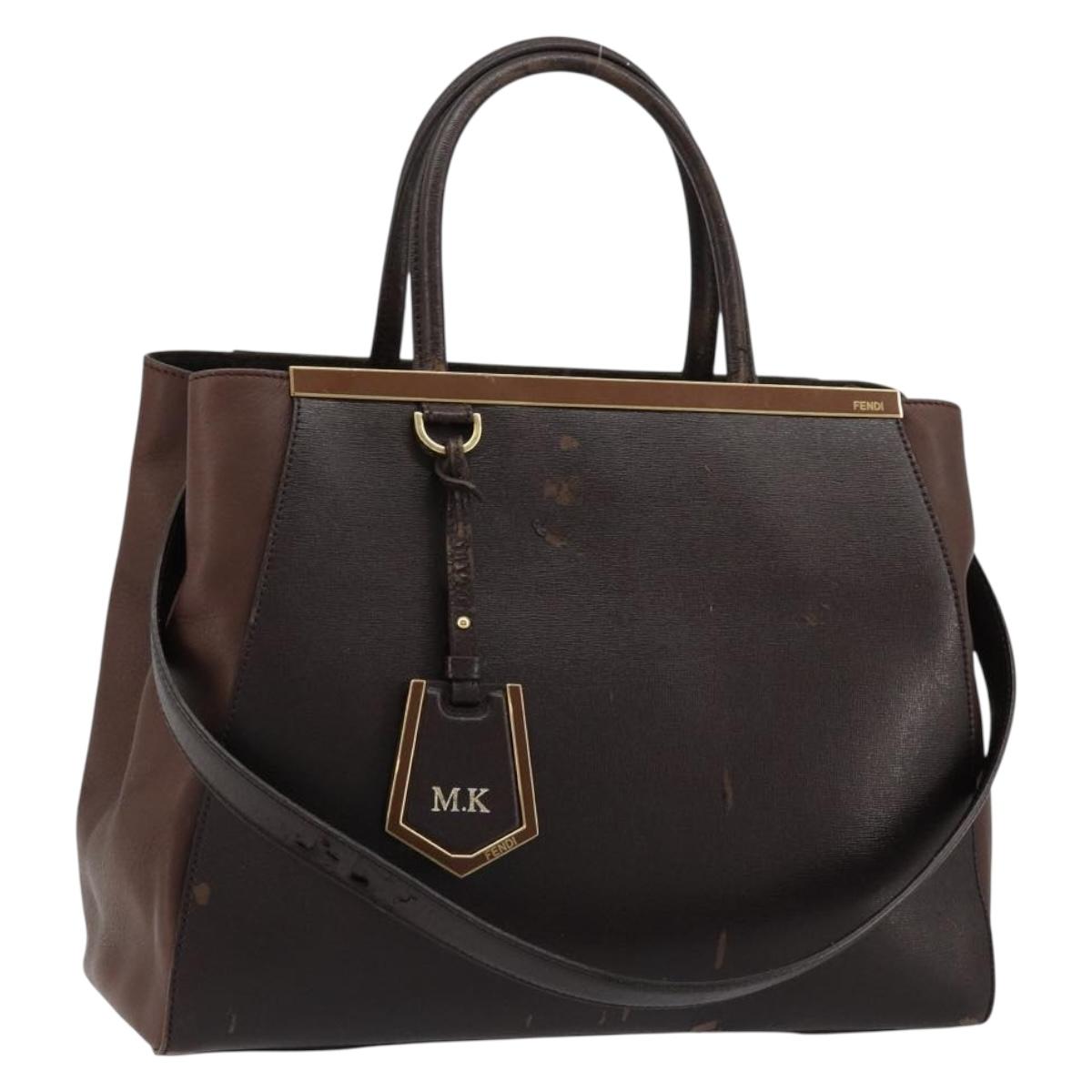 FENDI To joule Tote Bag Leather 2way Brown Gold Auth bs24036
