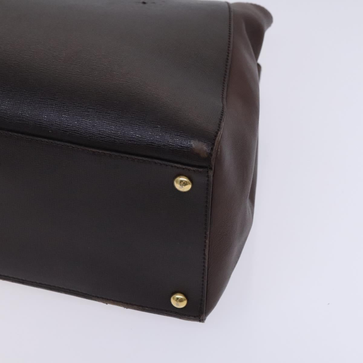 FENDI Toulouse Tote Bag Leather 2way Brown Gold Auth bs24036