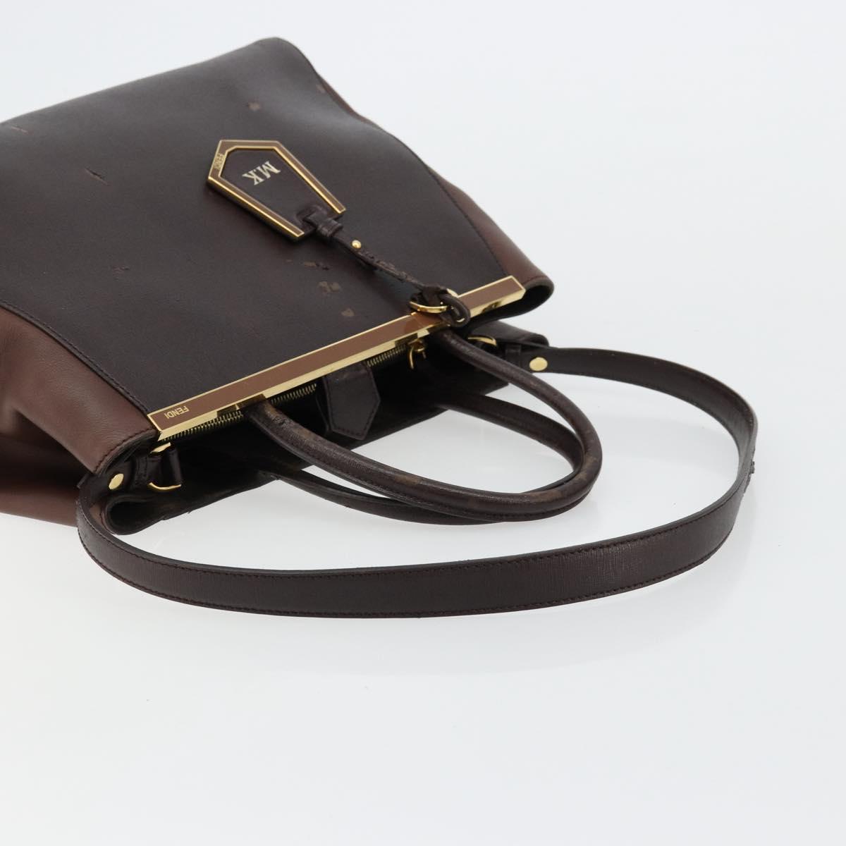 FENDI To joule Tote Bag Leather 2way Brown Gold Auth bs24036