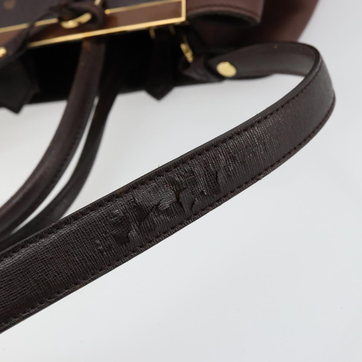 FENDI To joule Tote Bag Leather 2way Brown Gold Auth bs24036