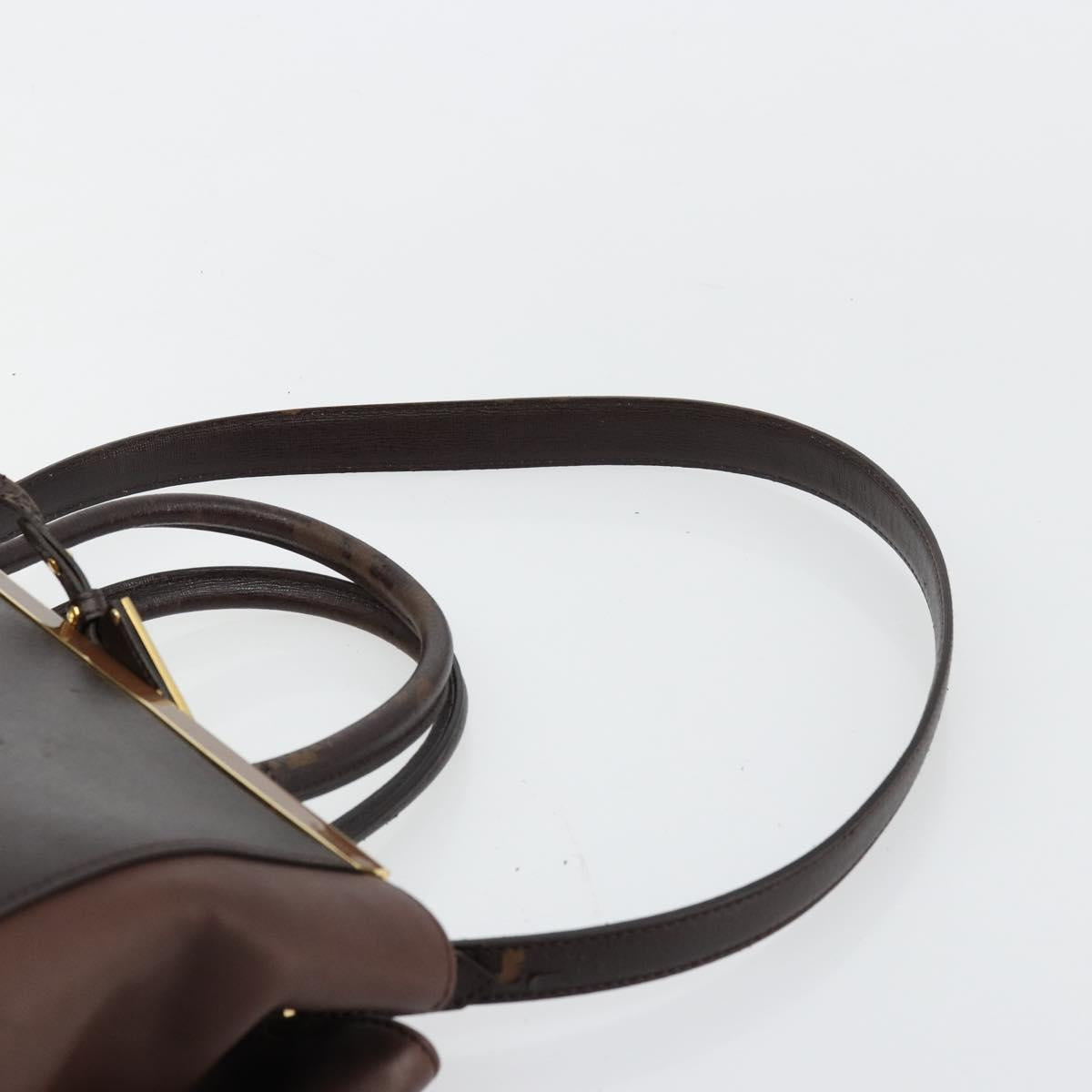 FENDI To joule Tote Bag Leather 2way Brown Gold Auth bs24036
