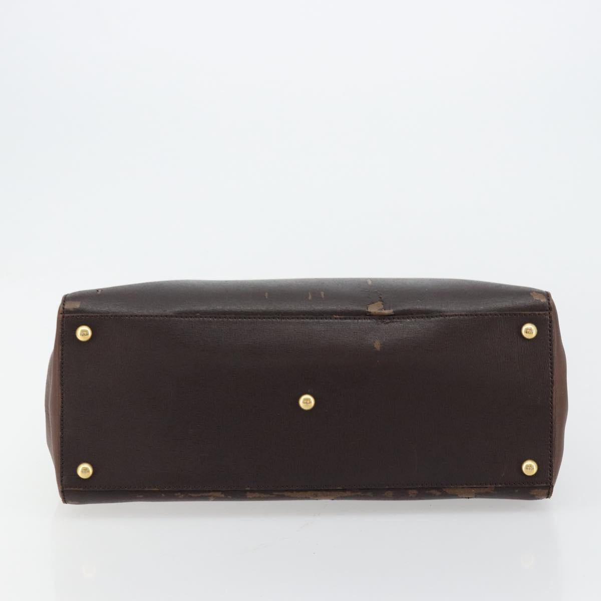 FENDI To joule Tote Bag Leather 2way Brown Gold Auth bs24036