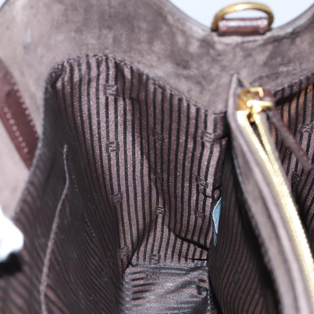 FENDI Toulouse Tote Bag Leather 2way Brown Gold Auth bs24036
