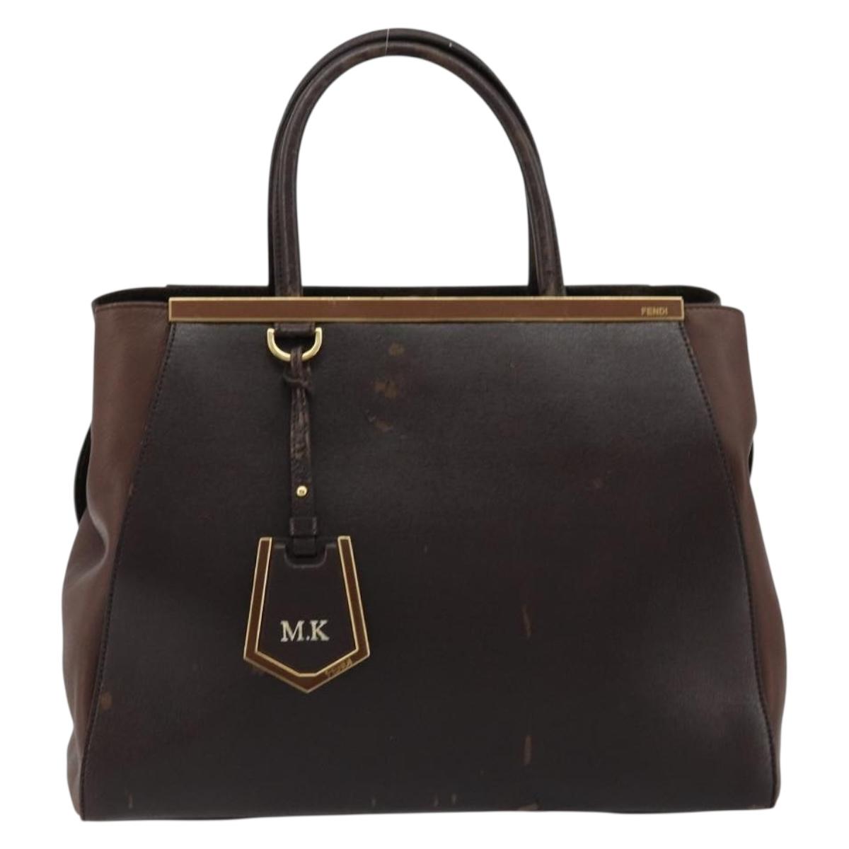 FENDI To joule Tote Bag Leather 2way Brown Gold Auth bs24036