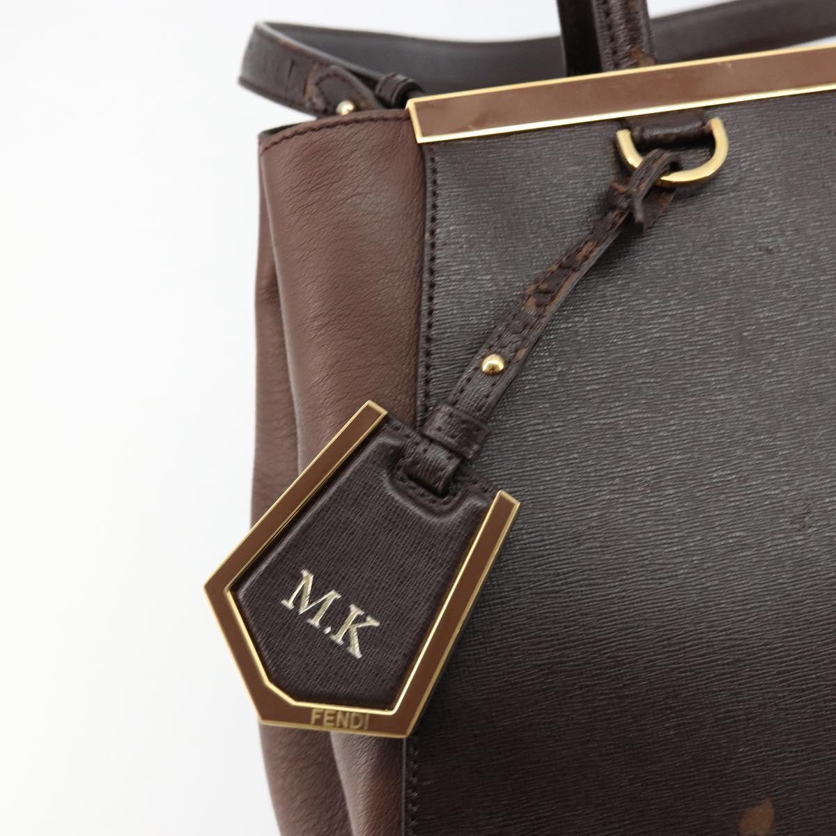 FENDI To joule Tote Bag Leather 2way Brown Gold Auth bs24036