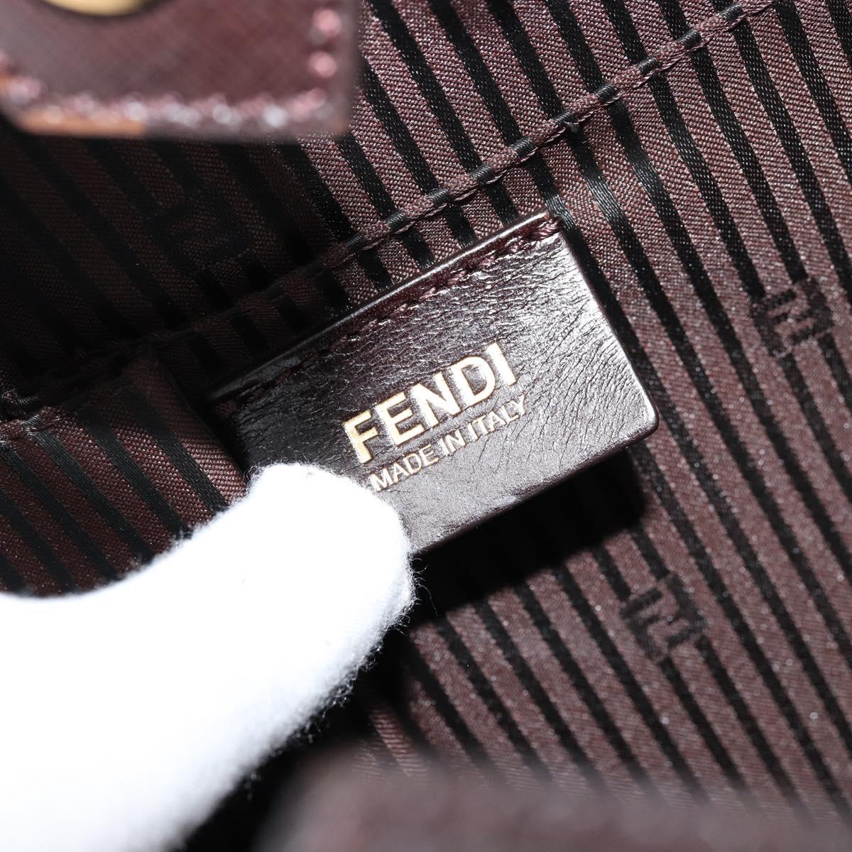 FENDI To joule Tote Bag Leather 2way Brown Gold Auth bs24036