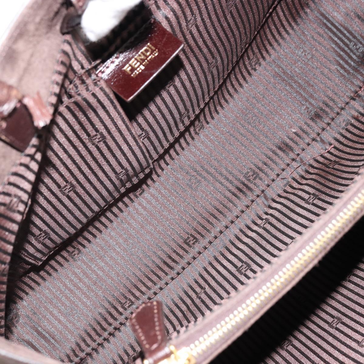 FENDI To joule Tote Bag Leather 2way Brown Gold Auth bs24036