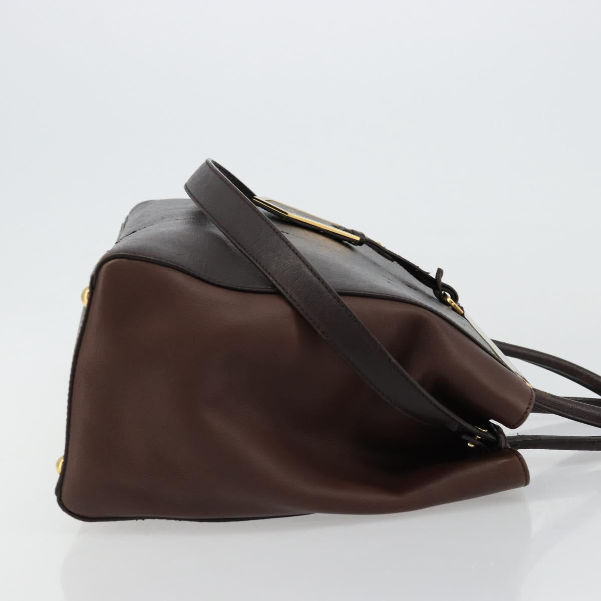 FENDI To joule Tote Bag Leather 2way Brown Gold Auth bs24036