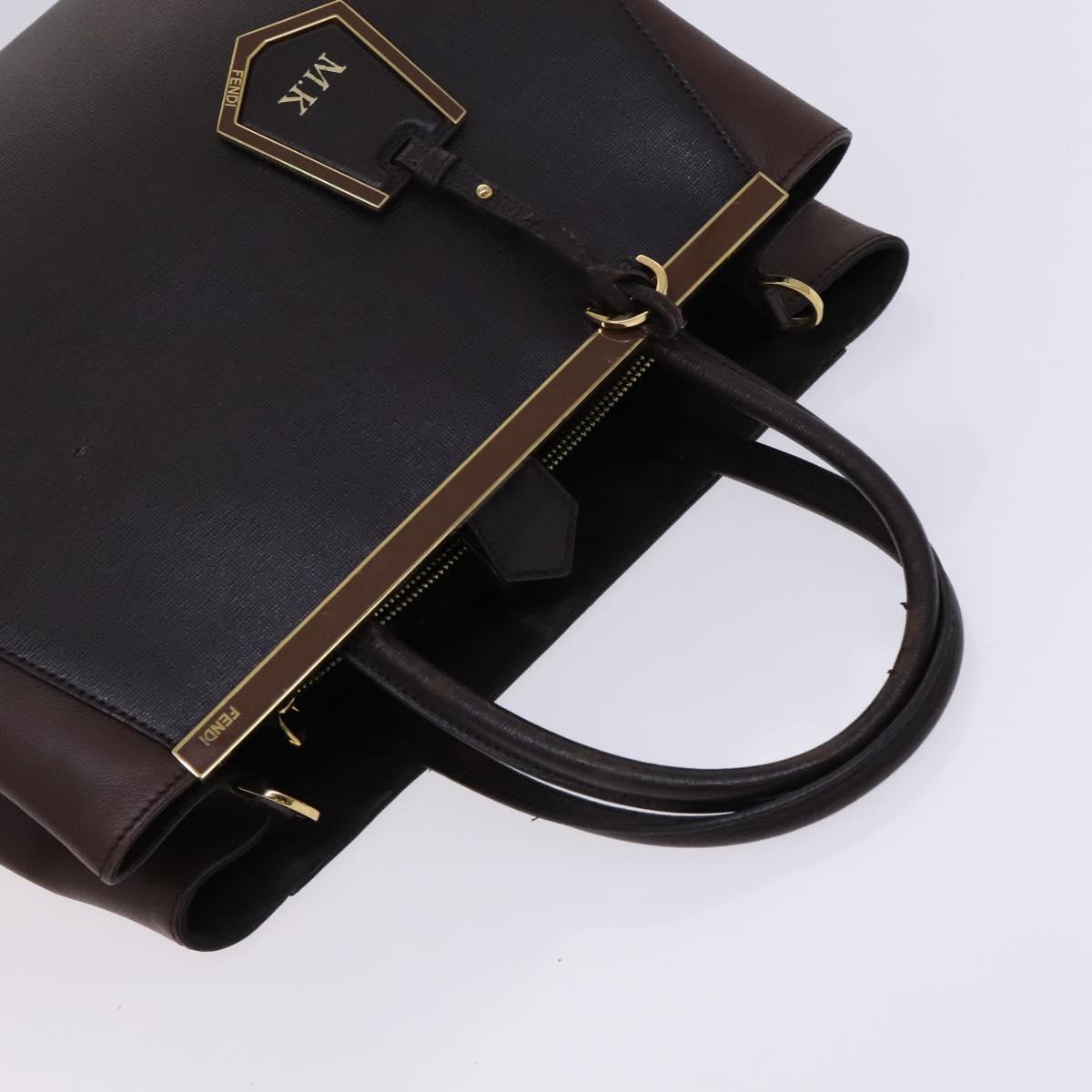 FENDI To joule Tote Bag Leather 2way Brown Gold Auth bs24036