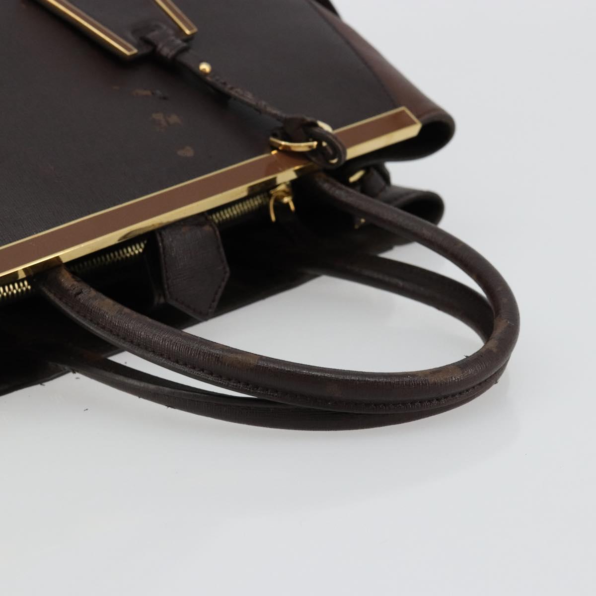 FENDI To joule Tote Bag Leather 2way Brown Gold Auth bs24036