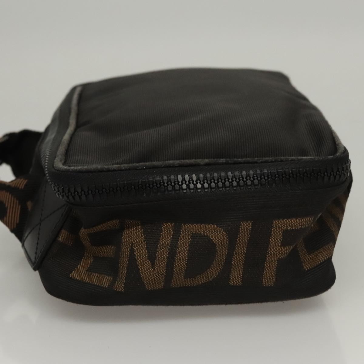 FENDI Hand Bag Canvas Black Auth bs24044