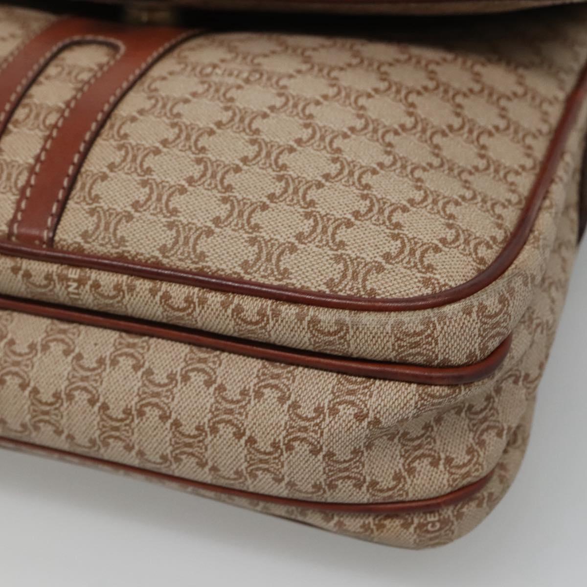 CELINE Macadam Canvas Shoulder Bag PVC Beige Gold Auth bs24047