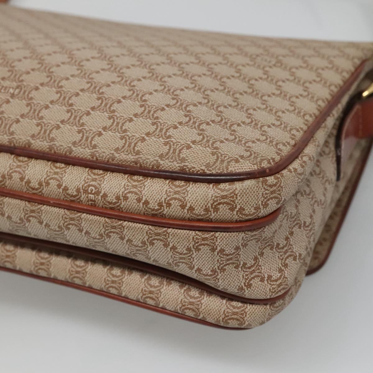CELINE Macadam Canvas Shoulder Bag PVC Beige Gold Auth bs24047