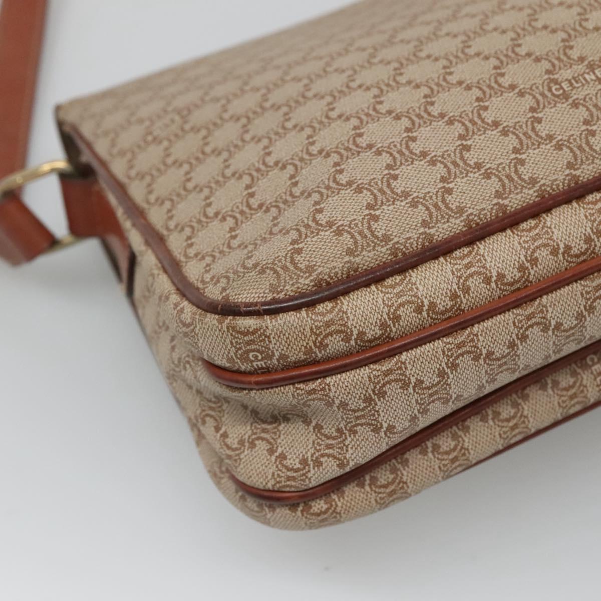 CELINE Macadam Canvas Shoulder Bag PVC Beige Gold Auth bs24047