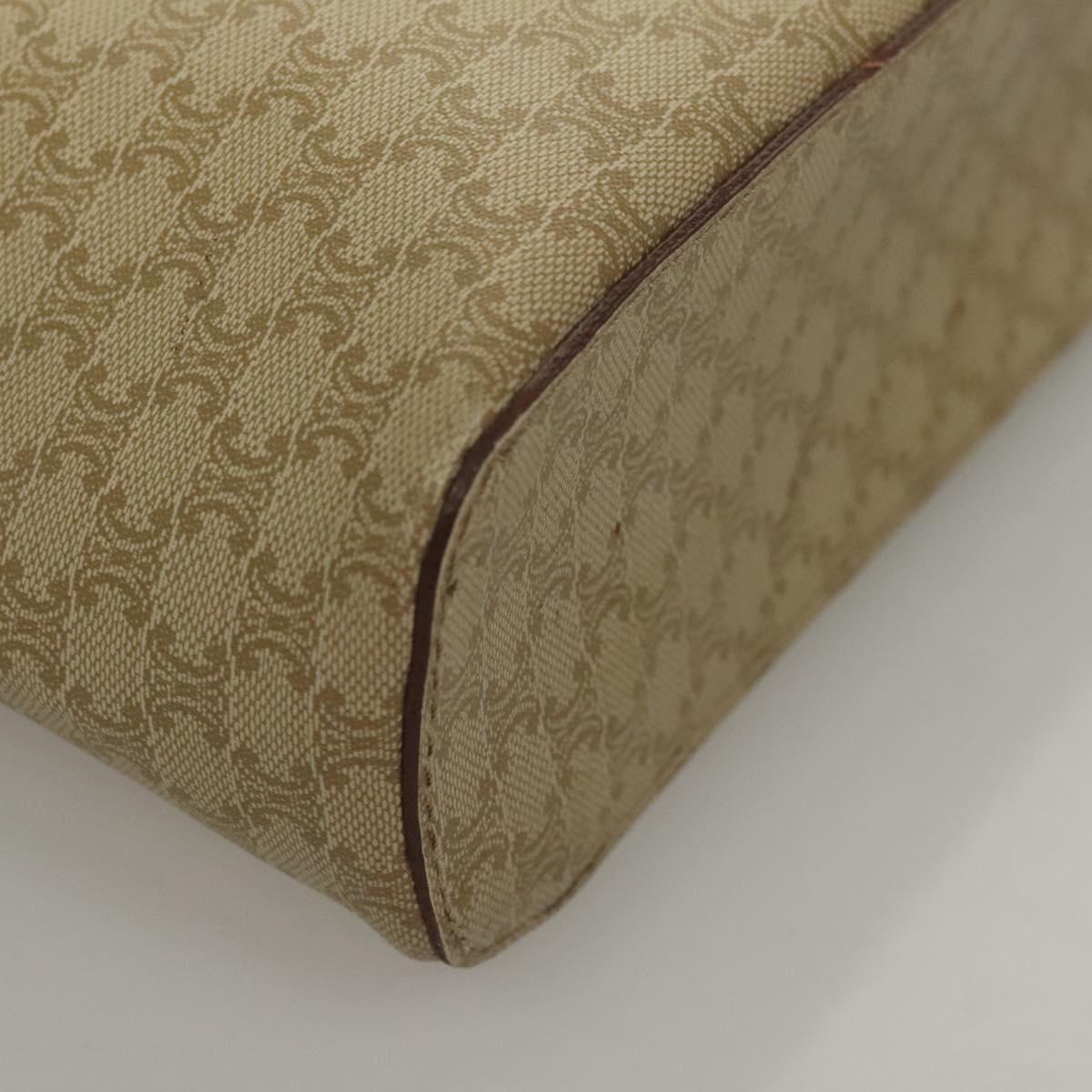 CELINE Macadam Canvas Vanity Pouch PVC Beige Gold Auth bs24048